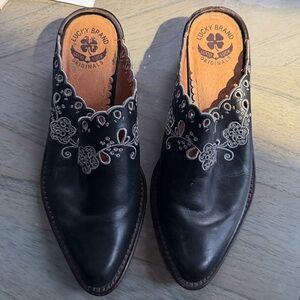 Lucky Brand Claire Mule Clog Western Slip On Show Gothic Cowgirl Size 7.5